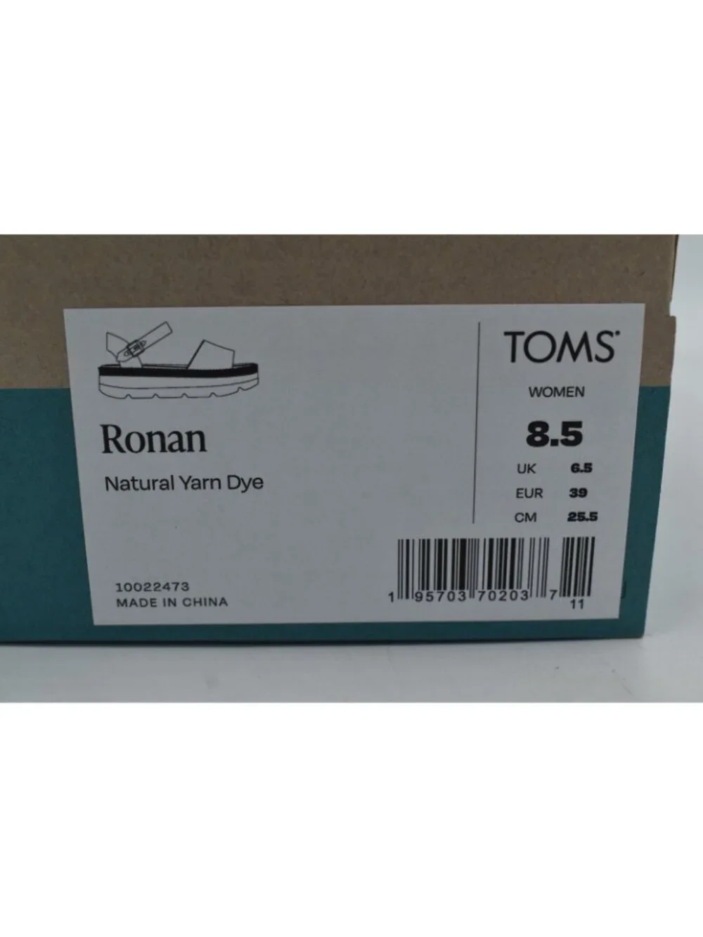 TOMS Womens Size 8.5 Ronan Natural‎ Yarn Dyed Espadrille Sandals Shoes
